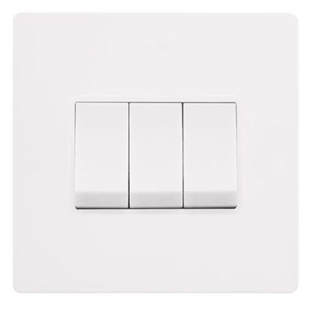 Click Definity Matt White 3 Gang 2 Way (Twin Plate) Switch