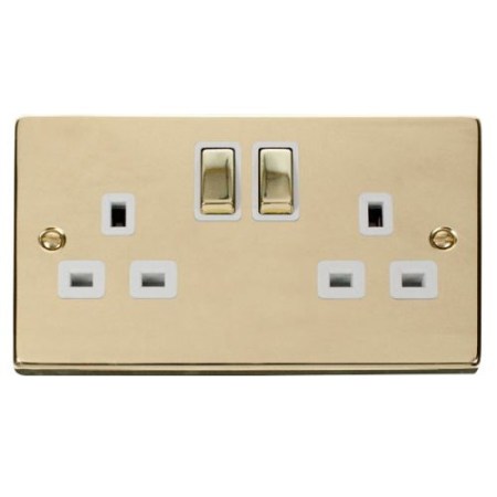 Click Deco Victorian Polished Brass 13A 1G Ingot SW Socket Outlet