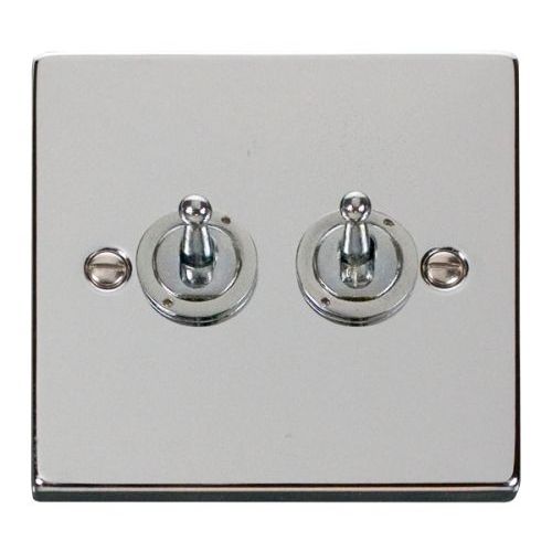Click Deco Victorian Polished Chrome Vpchrome 10Ax 2 Gang 2 Way Toggle Switch