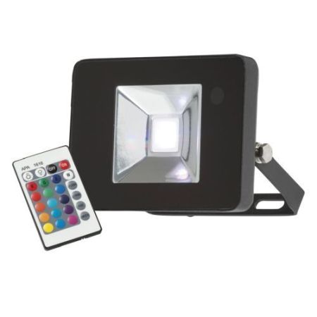 Knightsbridge 230v IP65 10w RGB LED Black Die-Cast Aluminium Floodlight