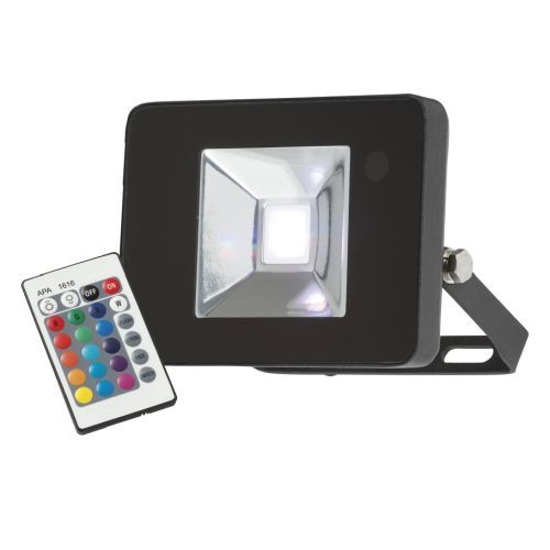 Knightsbridge 230v IP65 10w RGB LED Black Die-Cast Aluminium Floodlight