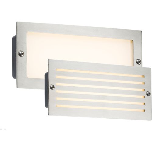 Knightsbridge 230v IP54 5w White LED Recessed Brick Light - Brushed Steel Fascia