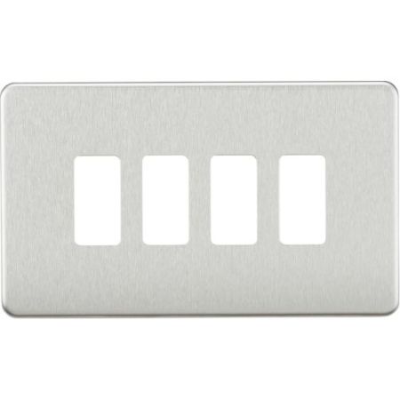 Knightsbridge Screwless 4G Grid Faceplate - Brushed Chrome
