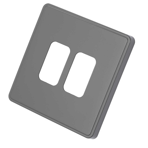 MK Mhfp002dks Dimensions 1 Gang 2 Module Front Plate Dark Silver
