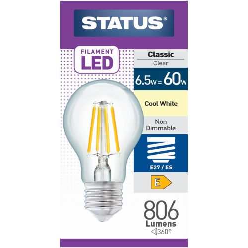 Status LED Filament GLS 7w=60w ES Clear C/W