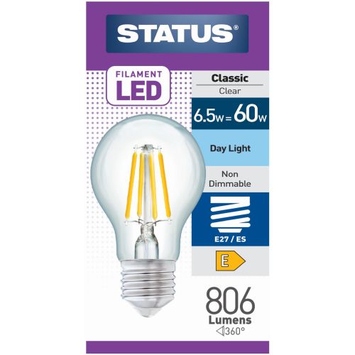 Status LED Filament GLS 7w=60w ES Clear Daylight