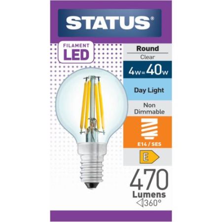 Status LED Filament Golfball 4w=40w SES Clear D/L