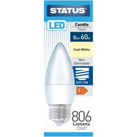 Status LED Candle ES 8w=806l=60w Opal Cool White