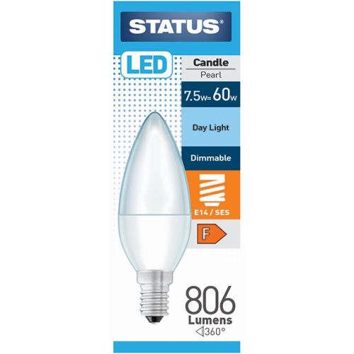 Status LED Candle 8w=806lm.=60w SES Dimmable Opal Daylight