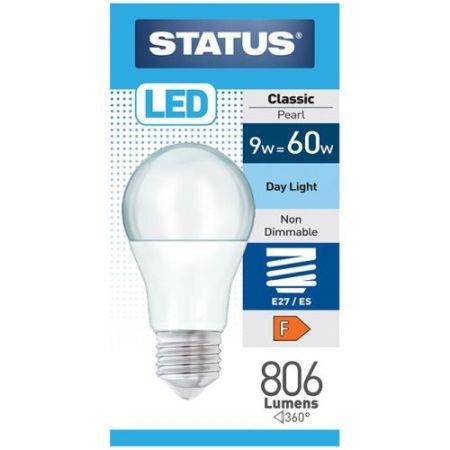 Status LED GLS A60 9w=806l=60w ES Opal D/L Pk10