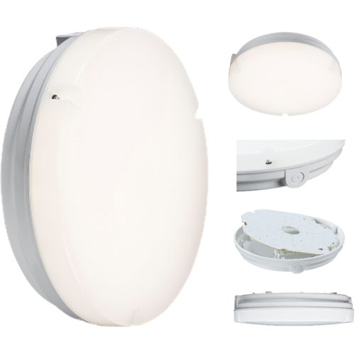Knightsbridge Round Wht/Opal 14w LED Emergency Bulkhead 4k