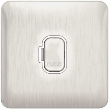 Schneider Lisse Screwless Brushed Chrome Unswitched Spur White Insert